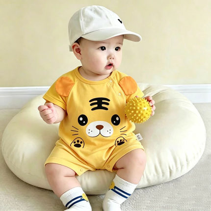 新生婴儿儿衣服小老虎夏天一两个月宝宝夏季连体衣短袖端午节夏装