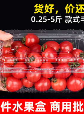 一次性水果盒塑料PET保鲜包装盒带盖一斤装超市草莓小番茄打包盒