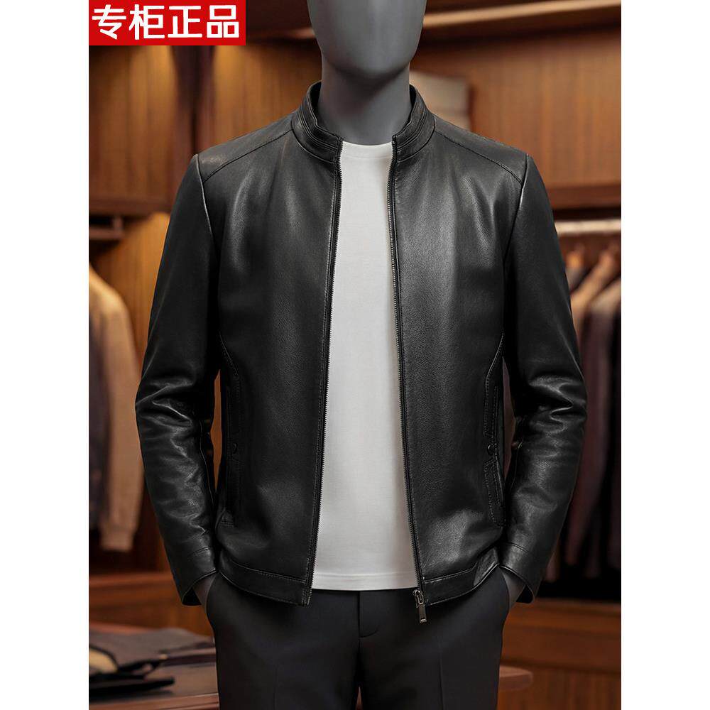 26年新款真皮皮衣男立领机车风黑色短款皮夹克商务休闲绵羊皮外套