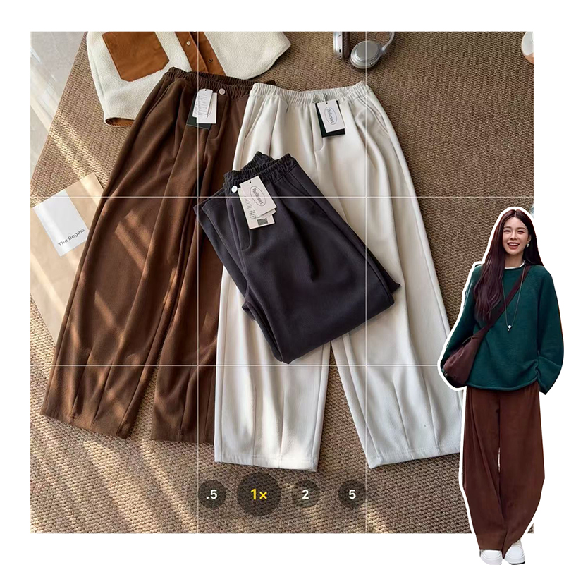 一粒扣灯芯绒保暖女士休闲裤