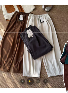 111320~「梦辰同款气球裤」韩系简约一粒扣灯芯绒保暖女士休闲裤