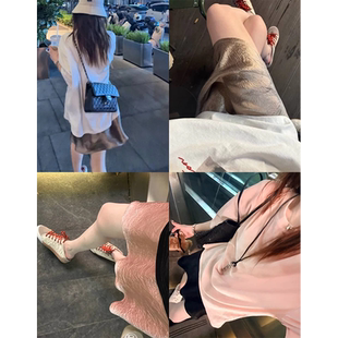 070820~「45度斜裁流光缎面短裙」内置松紧腰显瘦女士半身裙