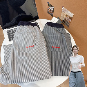 020230~「露思同款条纹裤」韩系！条纹后口袋字母显瘦女士休闲裤