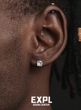 S925 silver Zircon Earrings纯银钻石耳钉男女嘻哈 hiphop 锆石