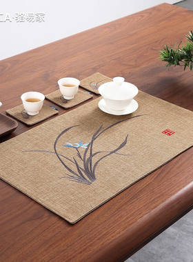 骆易家（LORiCA）新中式杯垫刺绣茶席茶杯垫布艺茶垫隔热垫茶桌垫