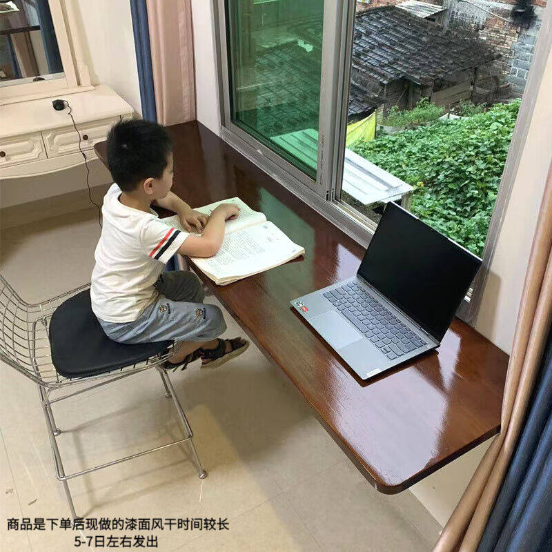 杰妃壁挂折叠书桌窗台延伸桌实木悬挂写字台墙上可折叠吧台桌墙面