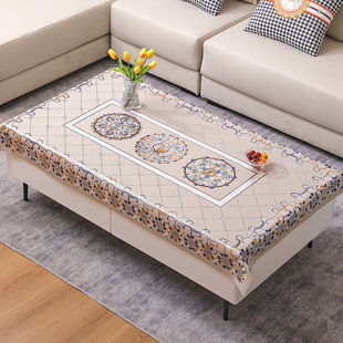 乐卡利茶几桌布防水防油防烫免洗餐桌布桌垫布艺电视柜防尘罩【蓝