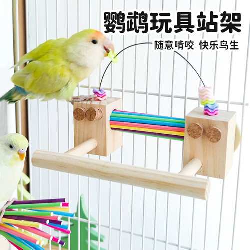 8玖-鹦鹉解闷啃咬玩具互动发泄鸟用品站架虎皮牡丹训练玄凤纸棒