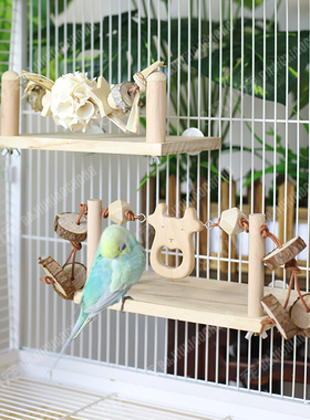 8玖-鹦鹉通草球站台跳台啃咬玩具鸟仓鼠用品木质踏板跳板花椒木