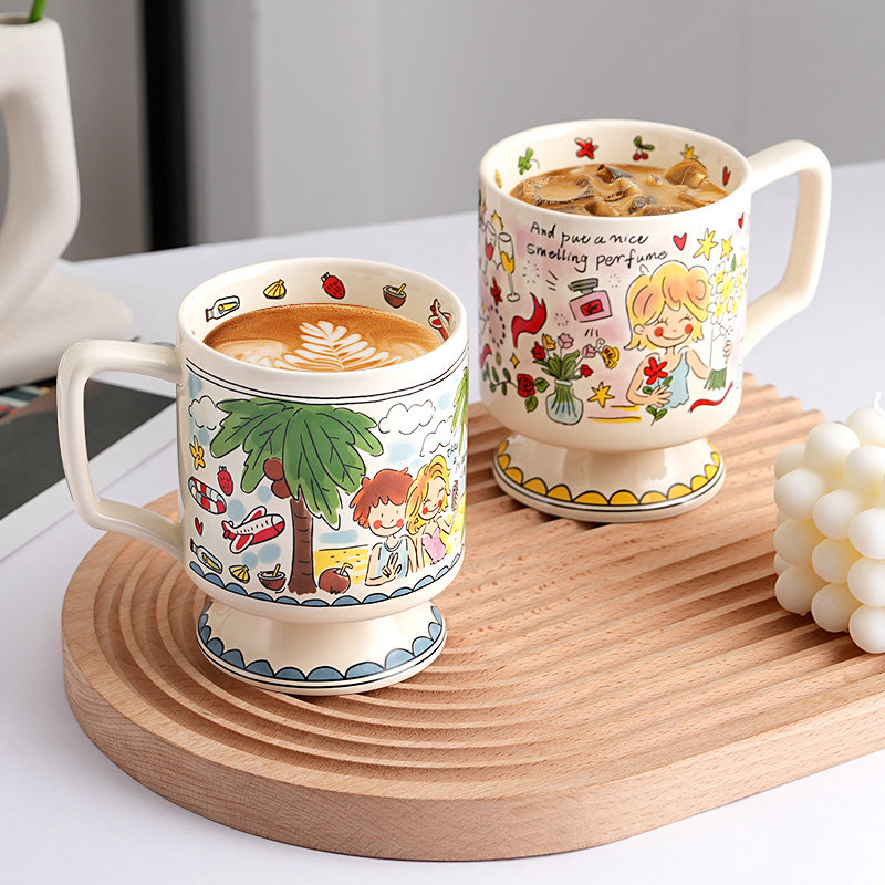 早餐牛奶马克杯陶瓷咖啡水杯子家用可爱女生情侣创意设计感高颜值
