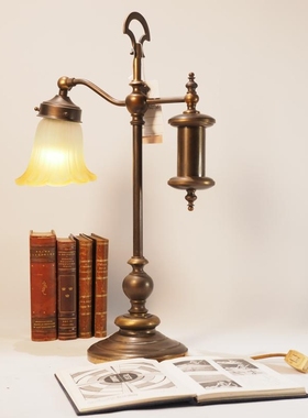 民国老上海古董铜制台灯玻璃灯罩老台灯床头灯卧室阅读灯怀旧装饰