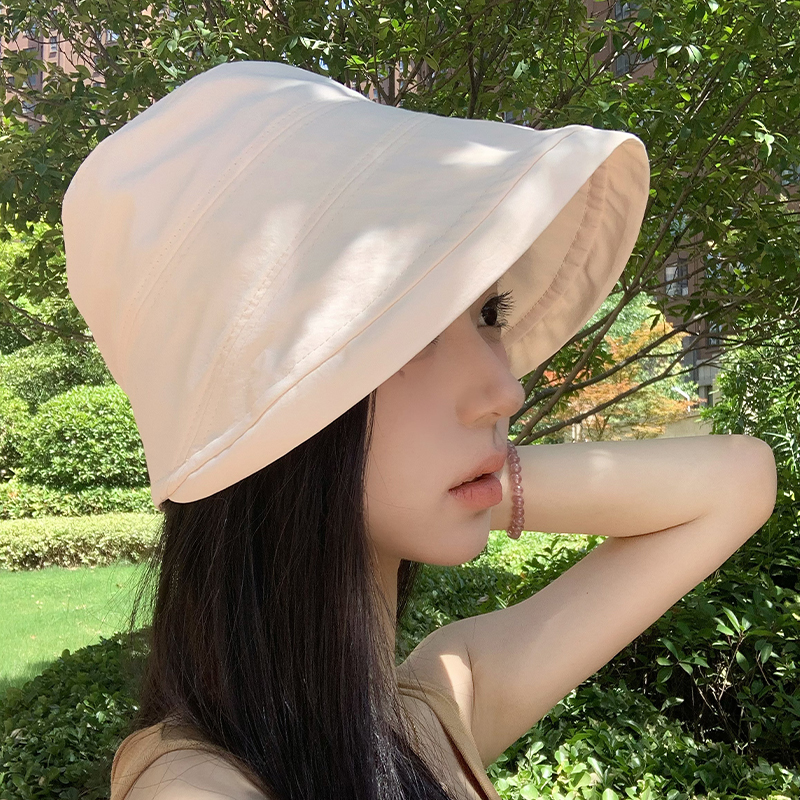 帽子女夏季防紫外线渔夫帽遮阳帽遮脸大头围防晒帽大帽檐素颜帽潮