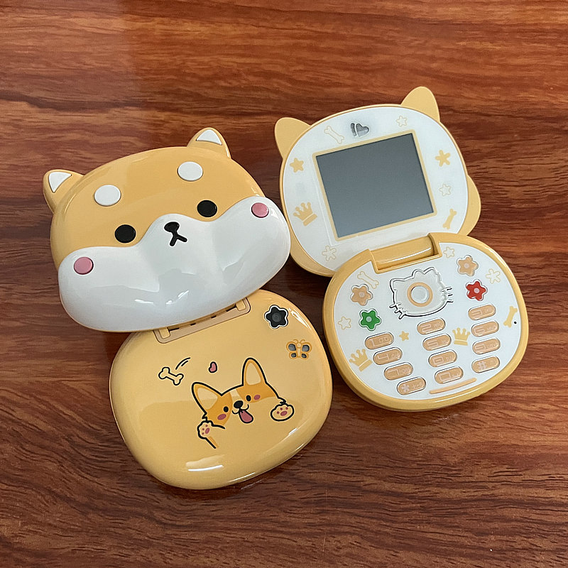儿童卡通柯基翻盖高中小学生男女可爱专用迷你手机戒网只接打电话