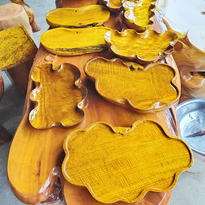 缅甸金丝楠木茶盘黄金樟茶台小叶桢楠实木中式干泡台原木茶盘茶几