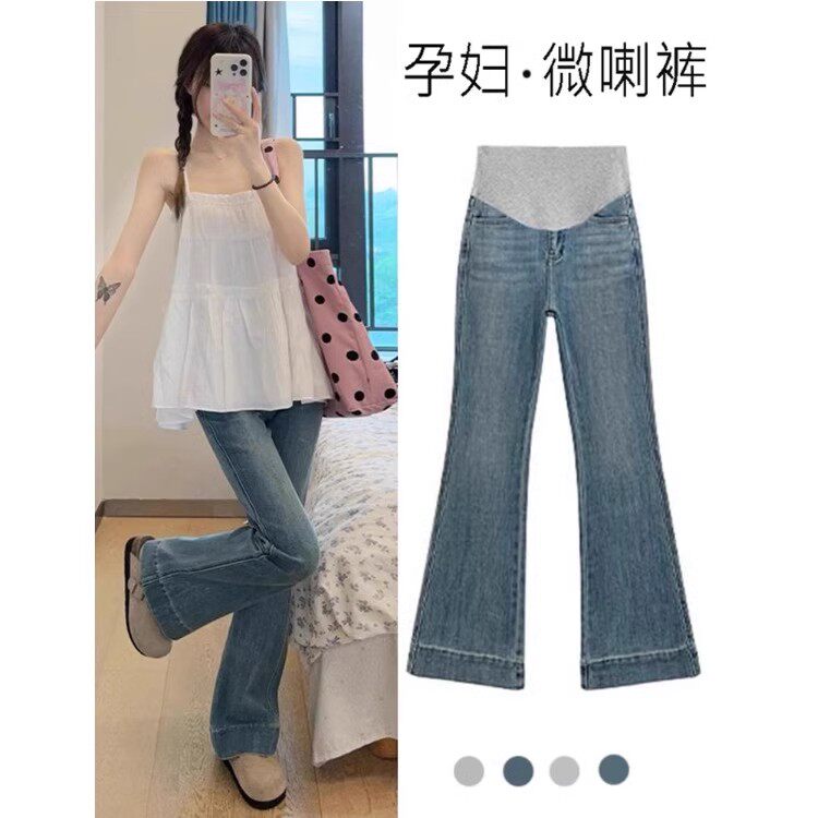 早秋孕妇牛仔喇叭裤显瘦百搭