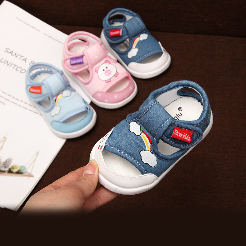 男宝宝布凉鞋夏季软底防滑婴儿幼儿女一0-1-3岁半2包头不掉学步鞋