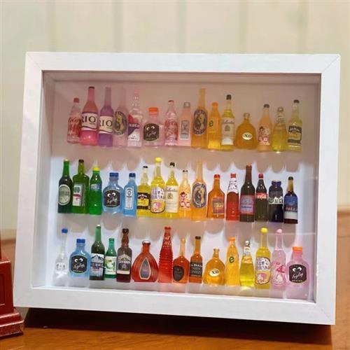 立体中空2cm创意画框小酒瓶diy永生干花黏土正方形木质简约相框盒