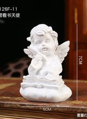 北欧复古白色少女天使装饰摆件美式人物石膏雕像玩偶桌面情侣礼物