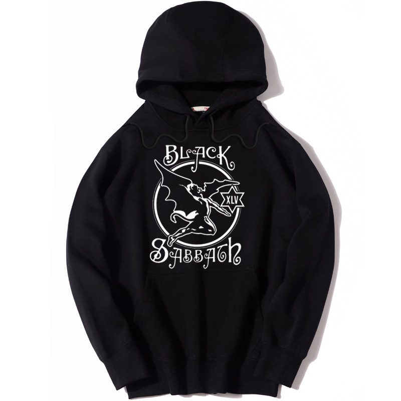 黑色安息日摇滚加绒套头连帽卫衣