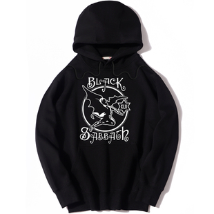 黑色安息日Black Sabbath 摇滚男女士秋冬装加绒套头连帽卫衣