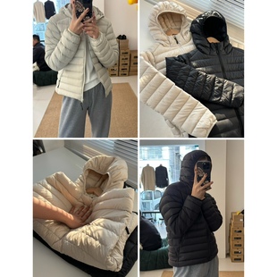 MoreLess 90白鹅绒轻量型排骨泡芙羽绒服冬季新款保连帽羽绒外套