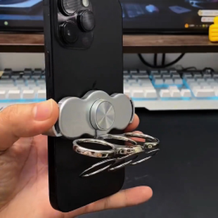 双环三指背夹手机支架360°旋转折叠魔环指环懒人支架桌面卡扣式