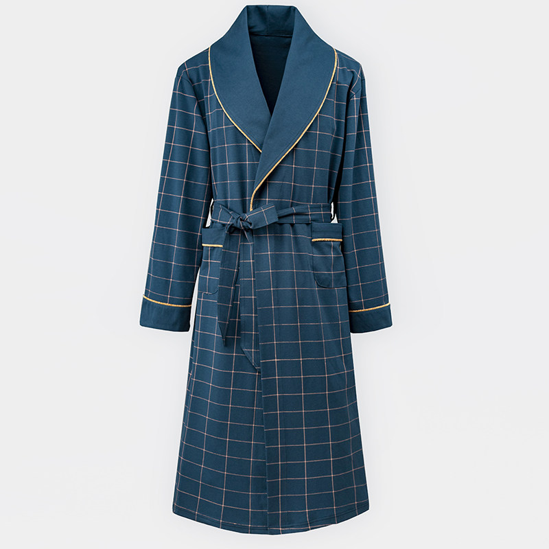 睡袍男夏季纯棉浴衣潮春秋袍子长款薄款睡衣家居长袍日式夏浴袍男