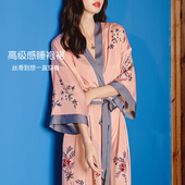 睡袍女仿真丝浴袍性感睡衣丝绸夏季 冰丝结婚新娘晨袍伴娘丝质浴衣