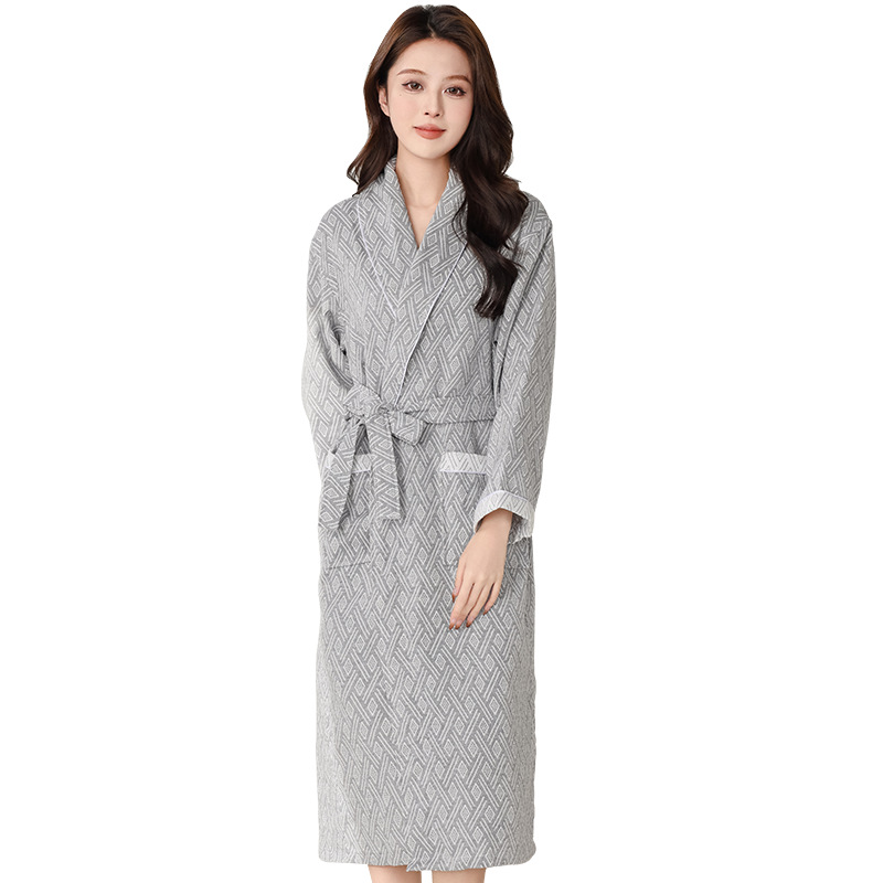 优美纺纯棉女士纱布吸水浴袍