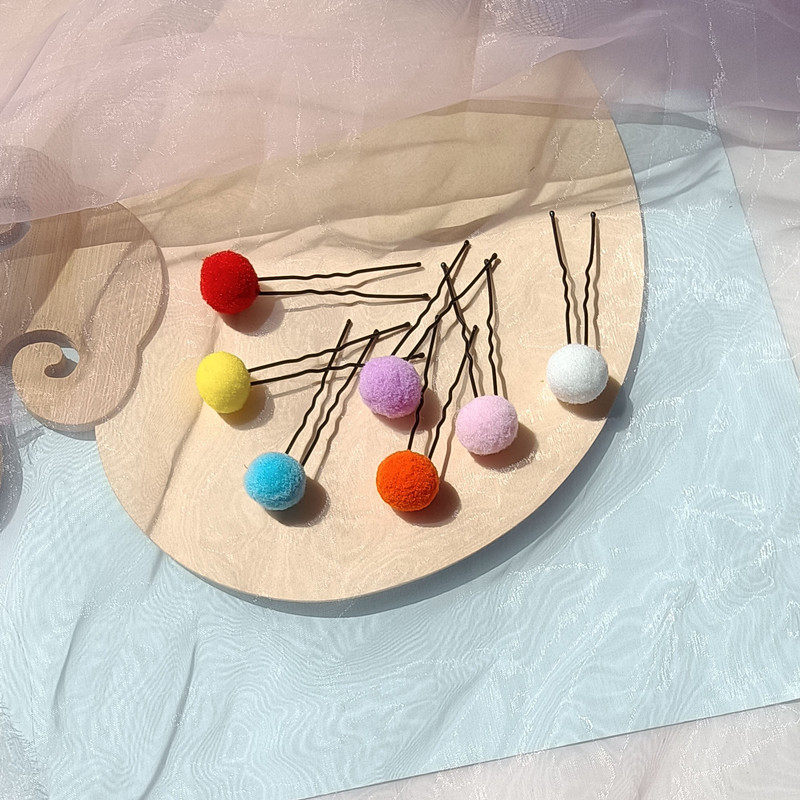 彩色毛球发叉U形夹子毛绒绒发饰古风点缀u钗迷你红绒球发簪头饰品,饰品/流行首饰/时尚饰品新,发饰,淘宝优惠券,粉丝福利购,淘宝优惠卷