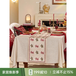 孤品35折 蜡笔派耶诞物语桌旗氛围感轻奢斗柜盖布茶几布茶旗