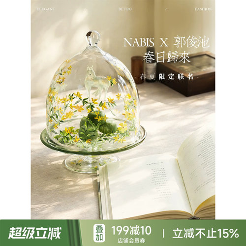 手绘托盘玻璃罩家居果盘蛋糕盘