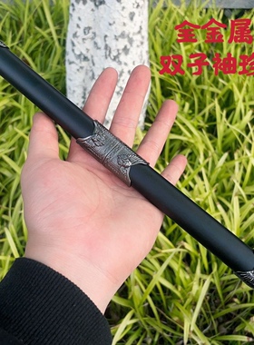 一体双剑短剑不锈钢金属刀剑袖珍户外玩具cos道具未开刃双子剑