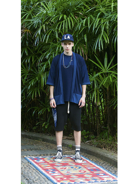 BSIDE MANOR SHORTS 男士秋冬宽松吊裆重磅休闲短裤潮 六分 黑色