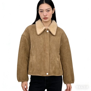 羊羔毛仿皮毛一体外套女2025冬季 宽松加厚保暖上衣2588 新款