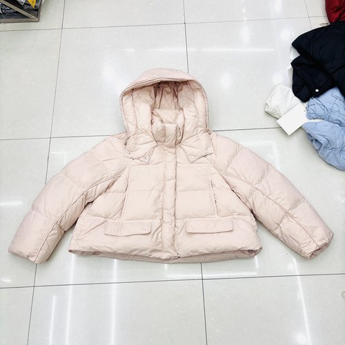 90白鸭绒羽绒服女加厚设计感贴标立领带帽外套QS25627