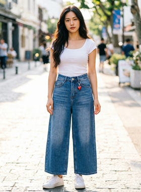2026春季新款时尚百搭显瘦牛仔裤女阔腿裤潮2281