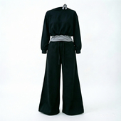 新款 直筒裤 时尚 女一字肩套装 潮31118 百搭显瘦休闲裤 2026春季