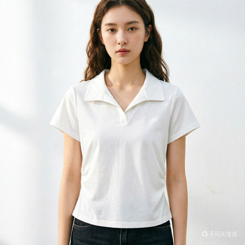 2026春季新款时尚百搭显瘦翻领短袖T恤女上衣潮