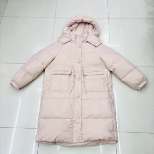 白鸭绒长款过膝羽绒服女2025冬季新款收腰显连帽长款外套623