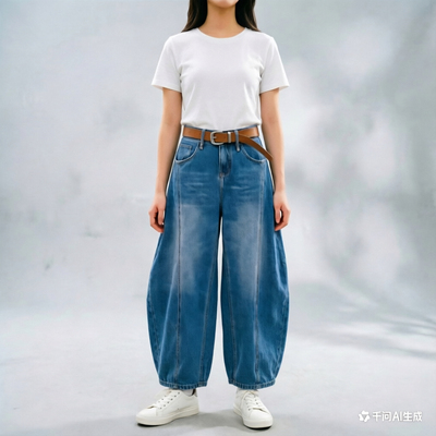 2026春季新款时尚百搭显瘦牛仔裤女阔腿裤潮8322