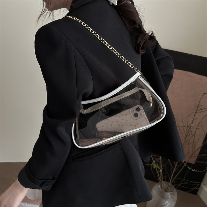 夏天夏季时尚果冻透明包包女士2025新款大容量通勤链条单肩腋下包,箱包皮具/热销女包/男包,腋下包,淘宝优惠券,粉丝福利购,淘宝优惠卷