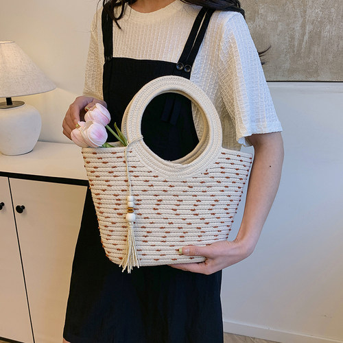 手提包女百搭ins手提菜篮子包