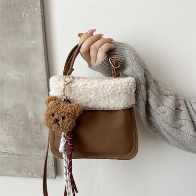 小方包赫雅羊羔毛单肩撞色复古小