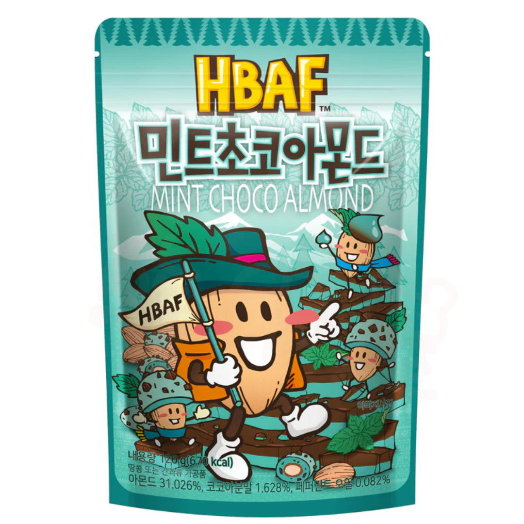 HBAF薄荷朱古力杏仁120G办公室零食去壳烘烤坚果袋装进口健康零食