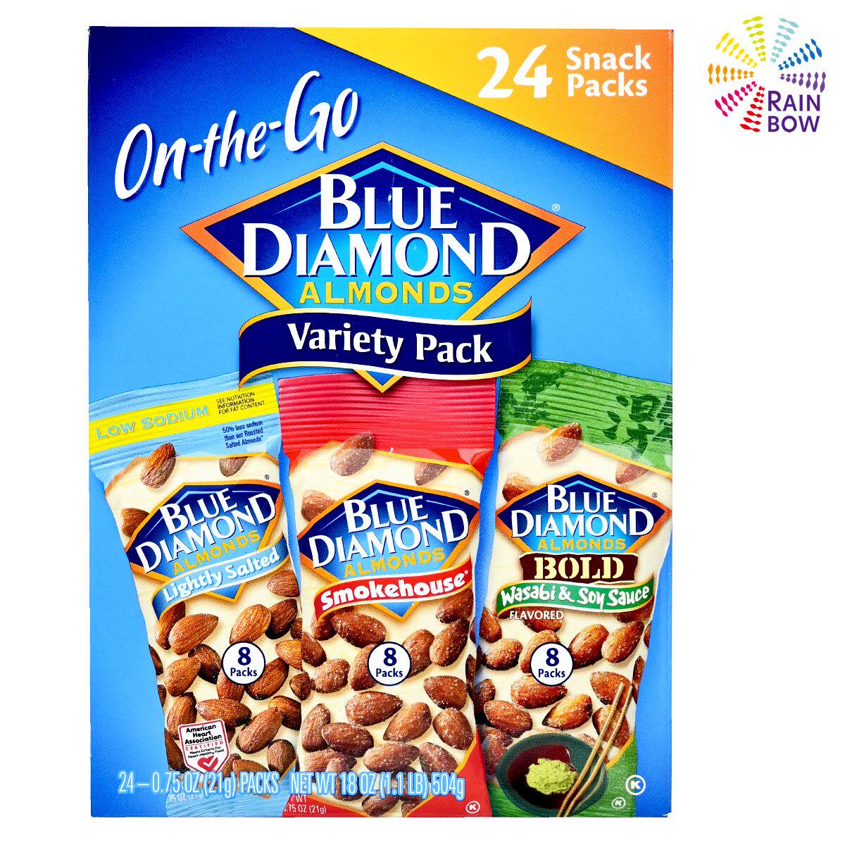 BLUE DIAMOND杏仁坚果零食什锦装21gx24小包504g办公室零食烘烤版
