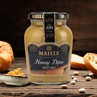法国进口MAILLE好滋味蜜糖黄芥茉辣215g调味酱三文鱼海鲜寿司料理