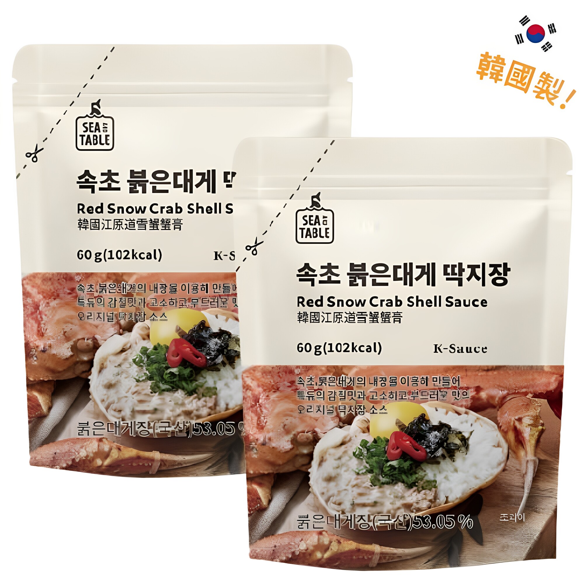sea table 江原道雪蟹蟹膏60克X2包韩式咸香蟹膏拌饭炒菜拌面营养