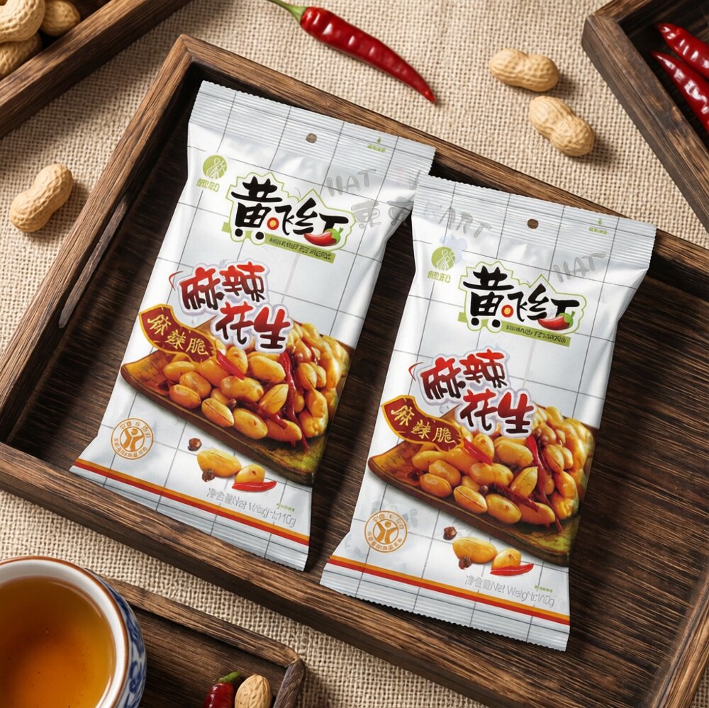 黄飞红 2件麻辣花生110G香港进口休闲办公室小零食下酒菜辣椒花生