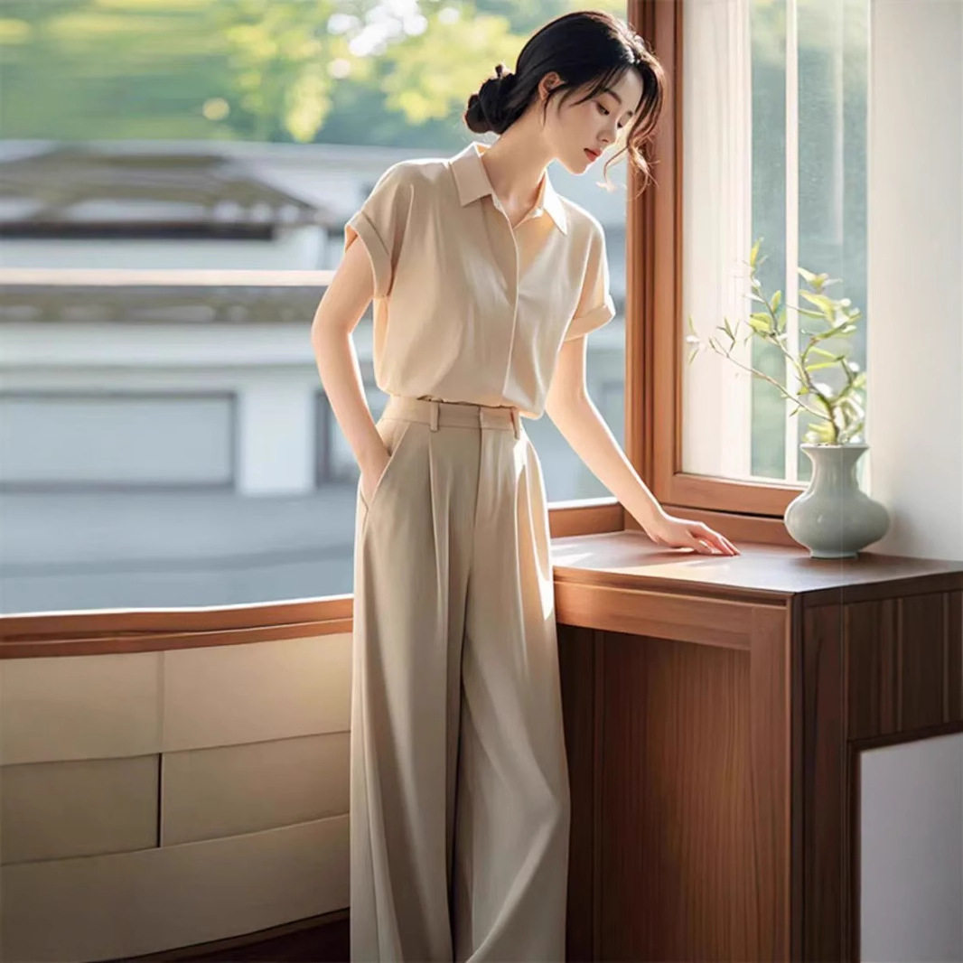 2024新款冷淡系高级感干练气质时尚职业衬衫裤子两件套装女装夏季
